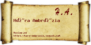 Héra Ambrózia névjegykártya